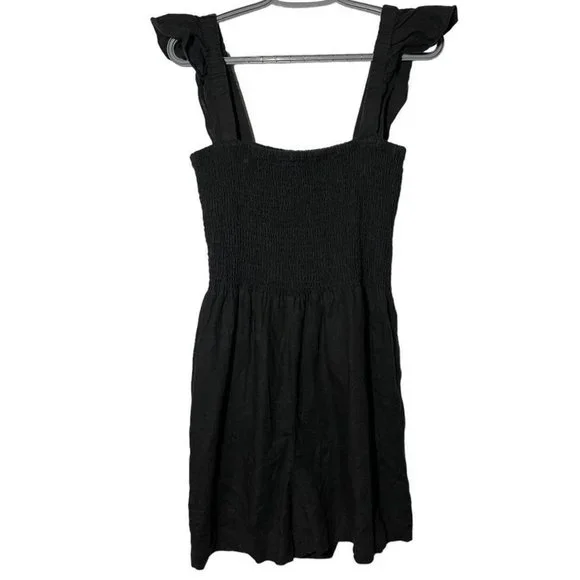 MADEWELL Linen-Blend Lucie Smocked Romper size 10 - Picture 3 of 8